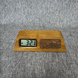 Vintage Lasercraft Wood Digital Desk Clock Laser Engraved Ducks MCM Decor